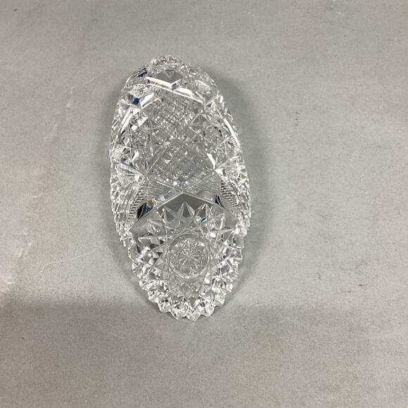 Set Of 2 Cut Glass Sawtooth Celery/Olive Dishes - Picture 12 of 13